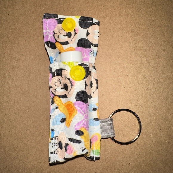 Handmade lip balm holder keychain- Mickey and friends print - Picture 2 of 4